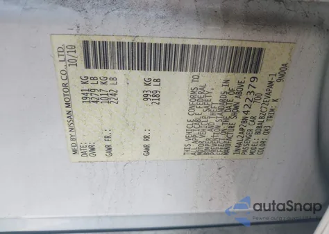 2011 Nissan Altima 2.5 S z USA, uszkodzony, nr VIN 1N4AL2AP2BN422379